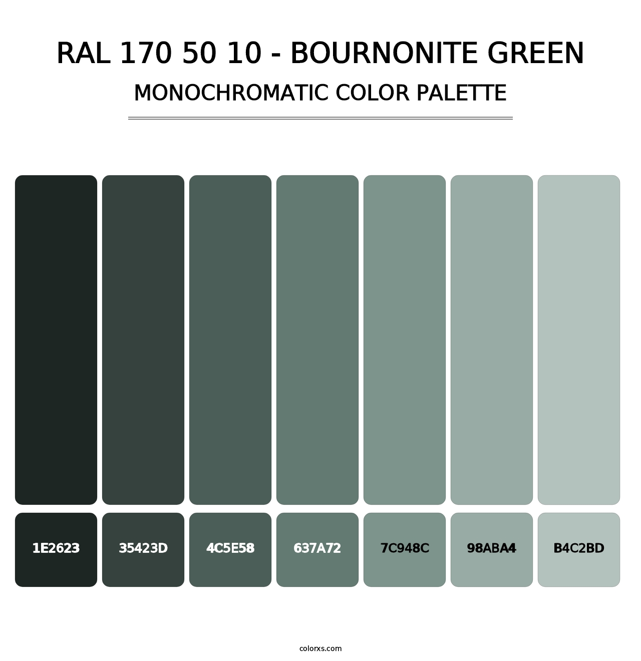 RAL 170 50 10 - Bournonite Green - Monochromatic Color Palette