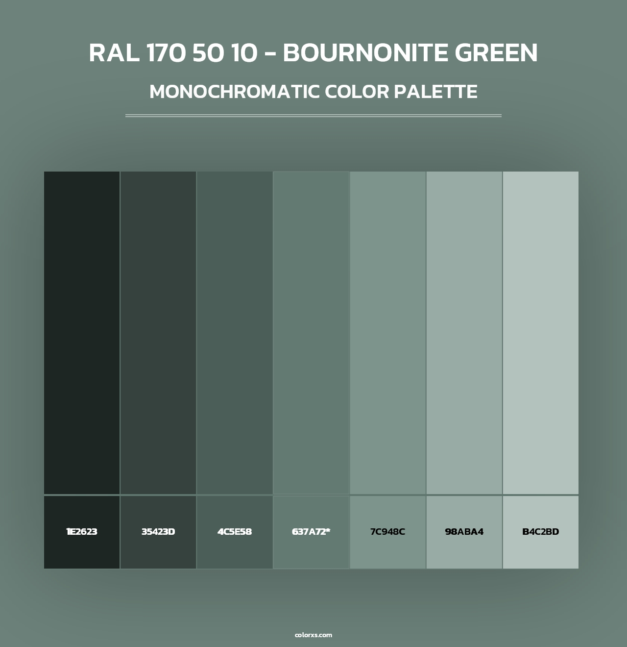 RAL 170 50 10 - Bournonite Green - Monochromatic Color Palette
