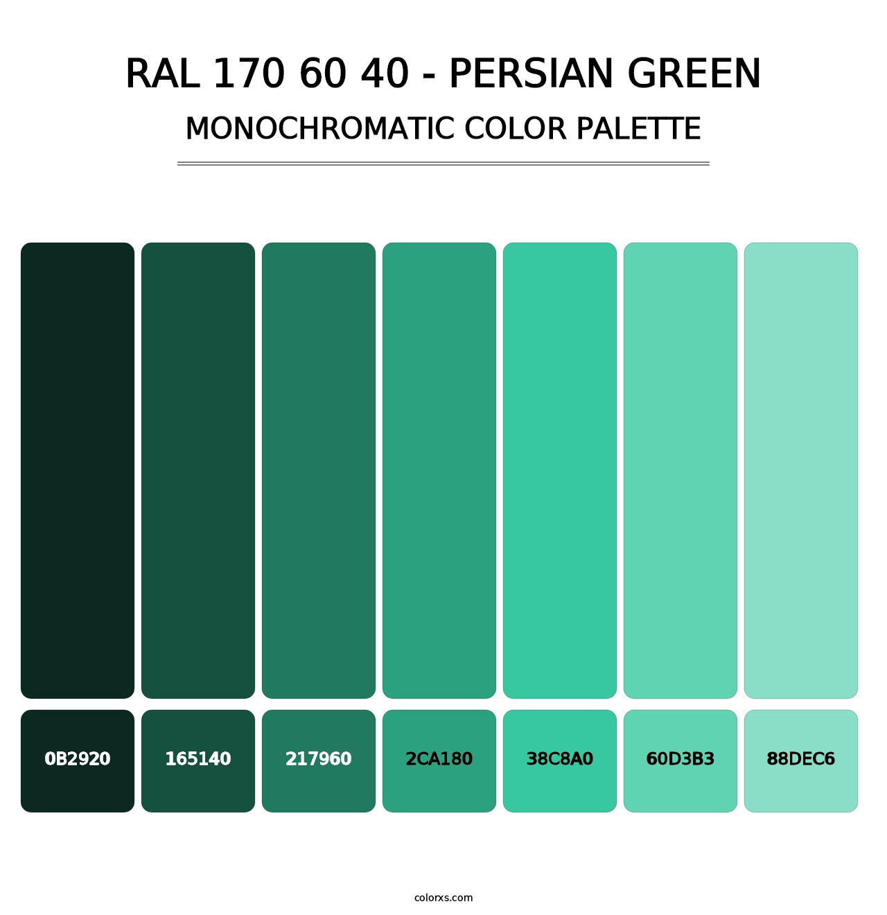 RAL 170 60 40 - Persian Green - Monochromatic Color Palette