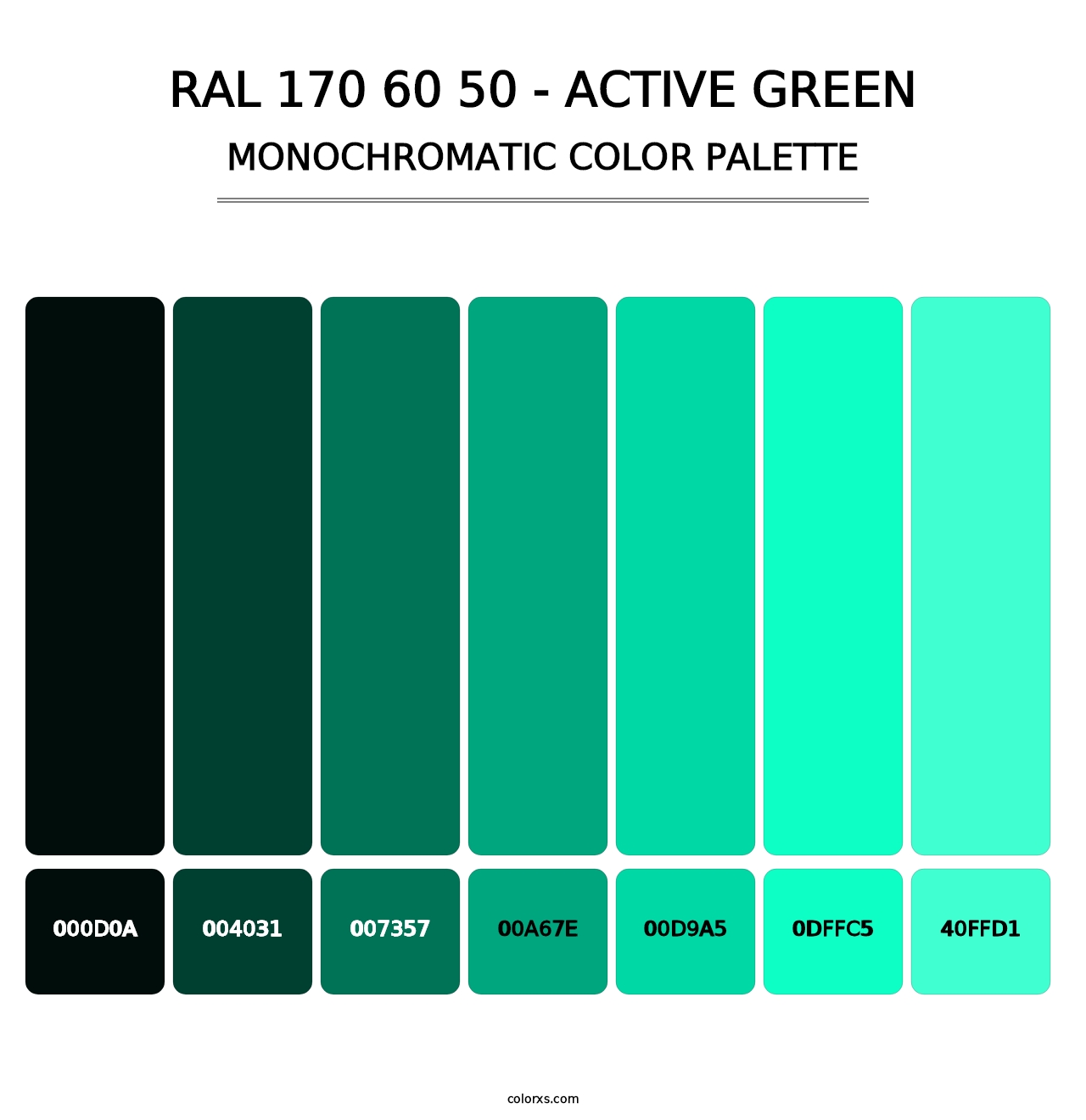RAL 170 60 50 - Active Green - Monochromatic Color Palette