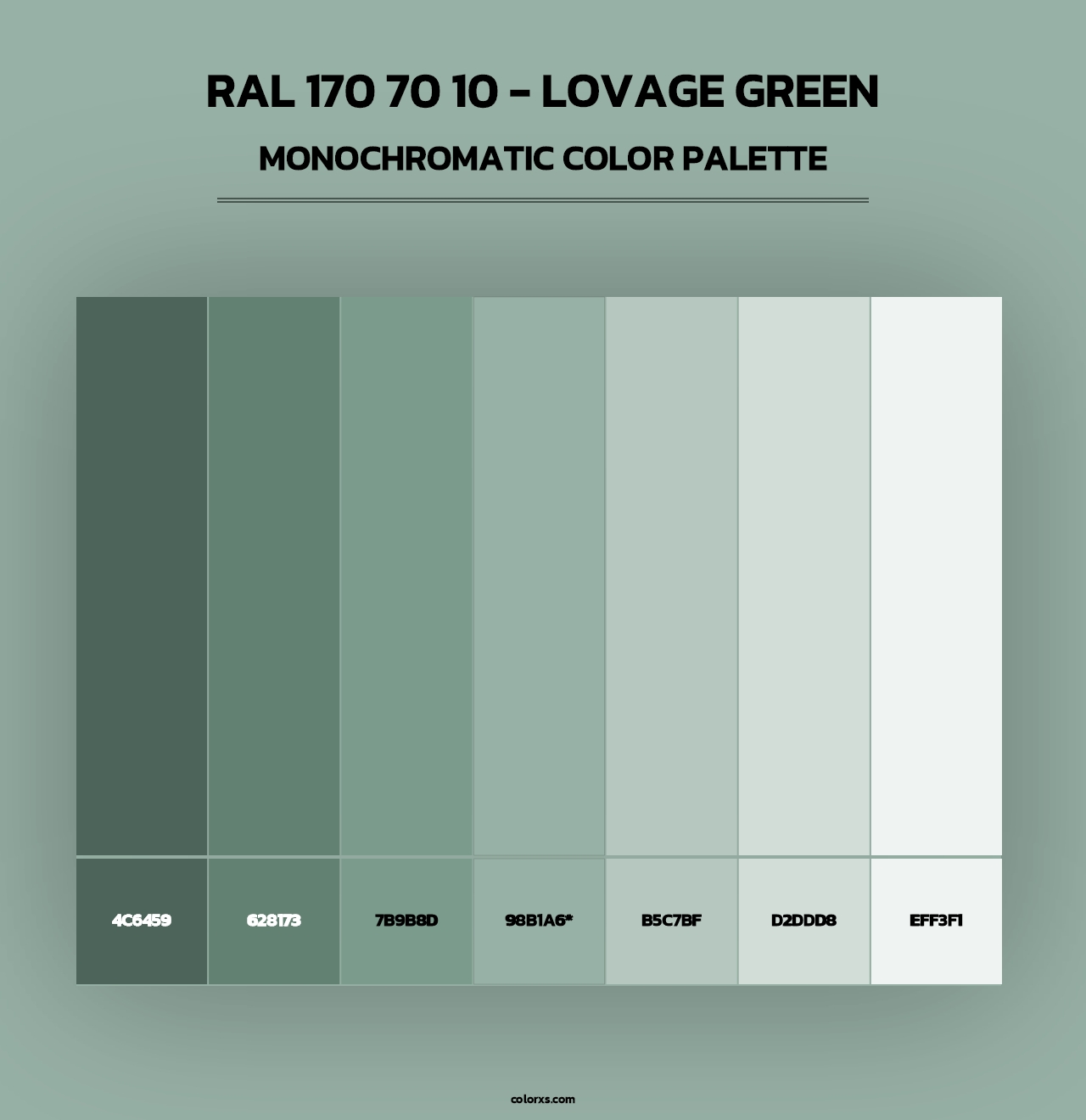 RAL 170 70 10 - Lovage Green - Monochromatic Color Palette