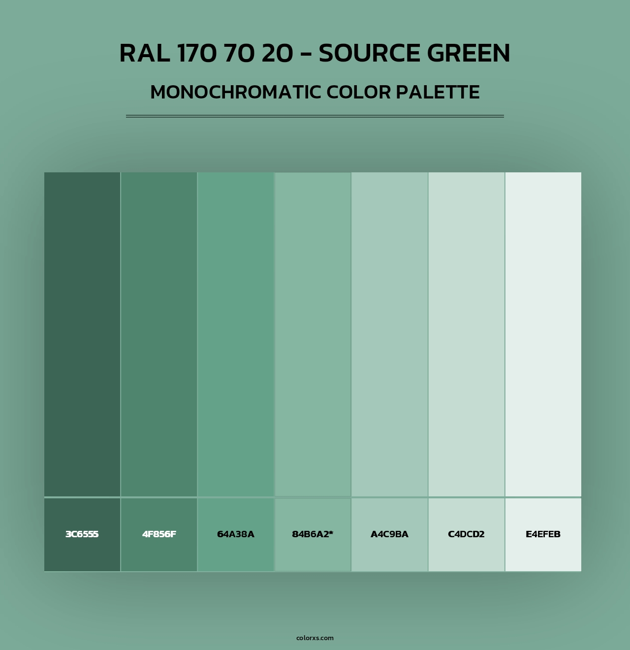 RAL 170 70 20 - Source Green - Monochromatic Color Palette