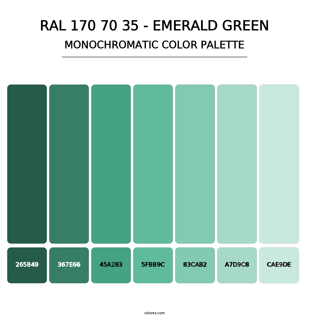 RAL 170 70 35 - Emerald Green - Monochromatic Color Palette