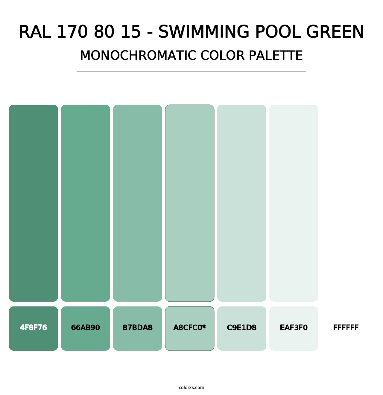 RAL 170 80 15 - Swimming Pool Green - Monochromatic Color Palette