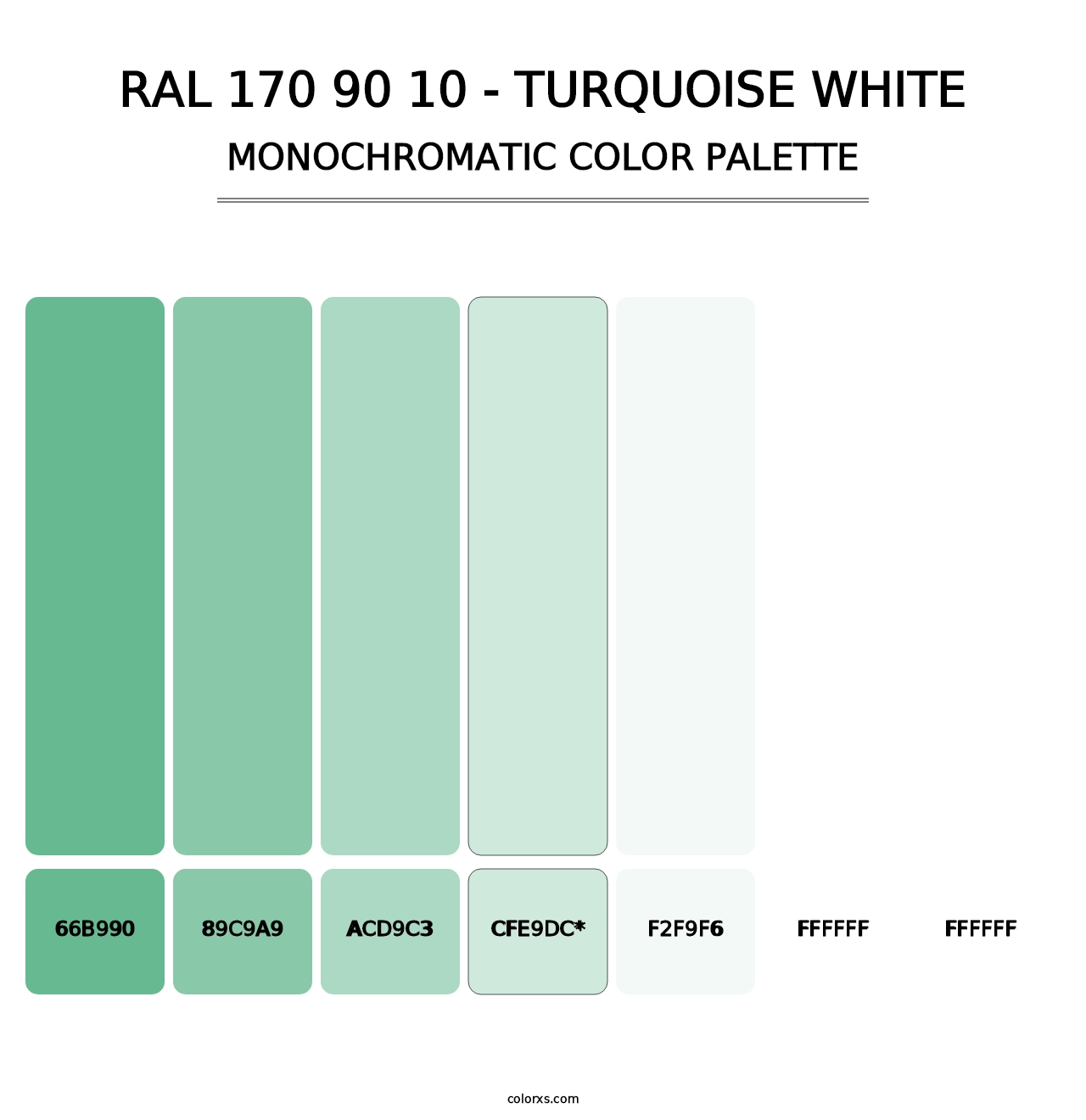 RAL 170 90 10 - Turquoise White - Monochromatic Color Palette