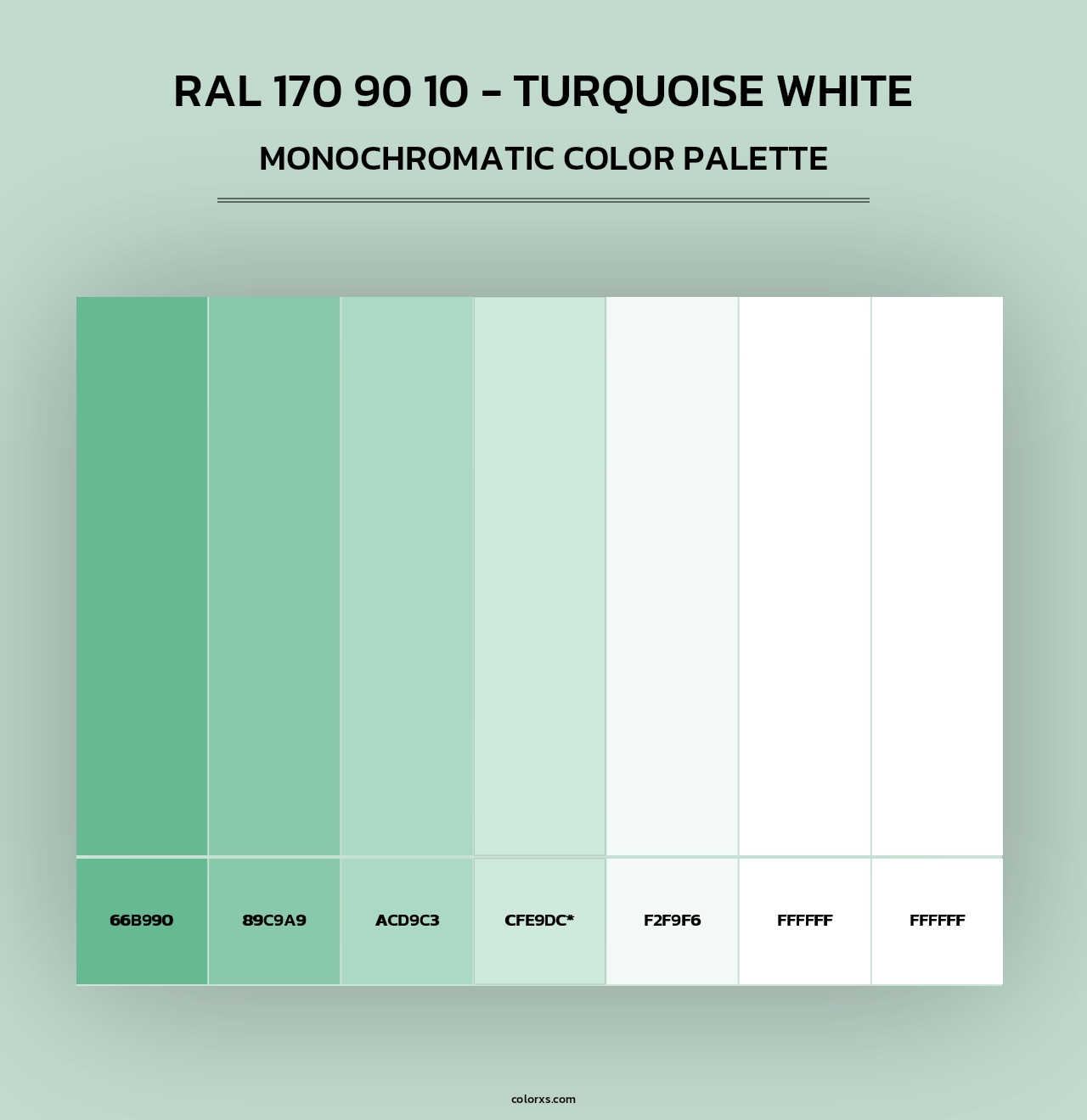 RAL 170 90 10 - Turquoise White - Monochromatic Color Palette
