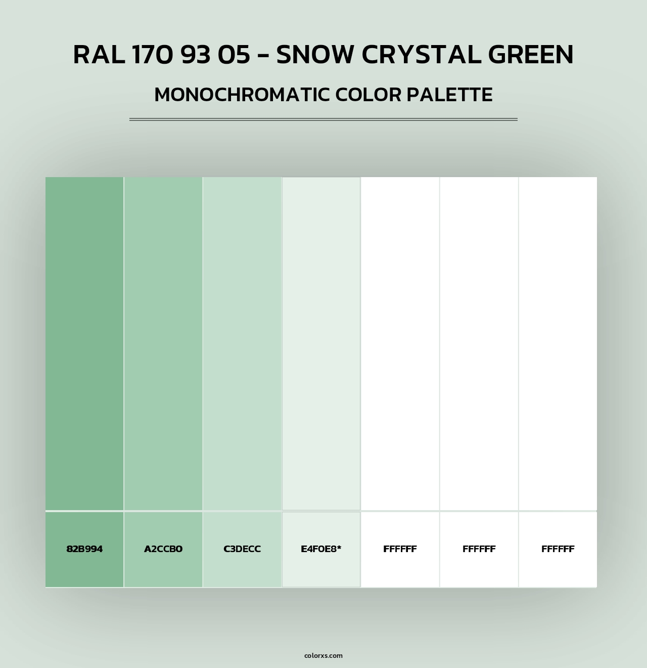 RAL 170 93 05 - Snow Crystal Green - Monochromatic Color Palette
