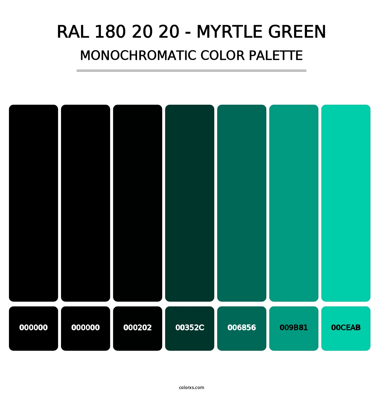 RAL 180 20 20 - Myrtle Green - Monochromatic Color Palette