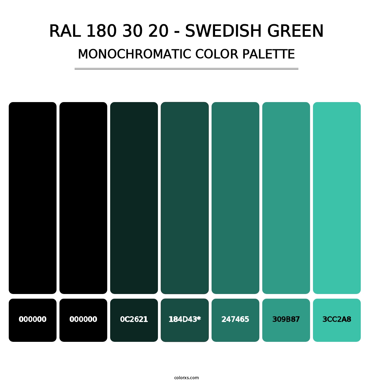 RAL 180 30 20 - Swedish Green - Monochromatic Color Palette