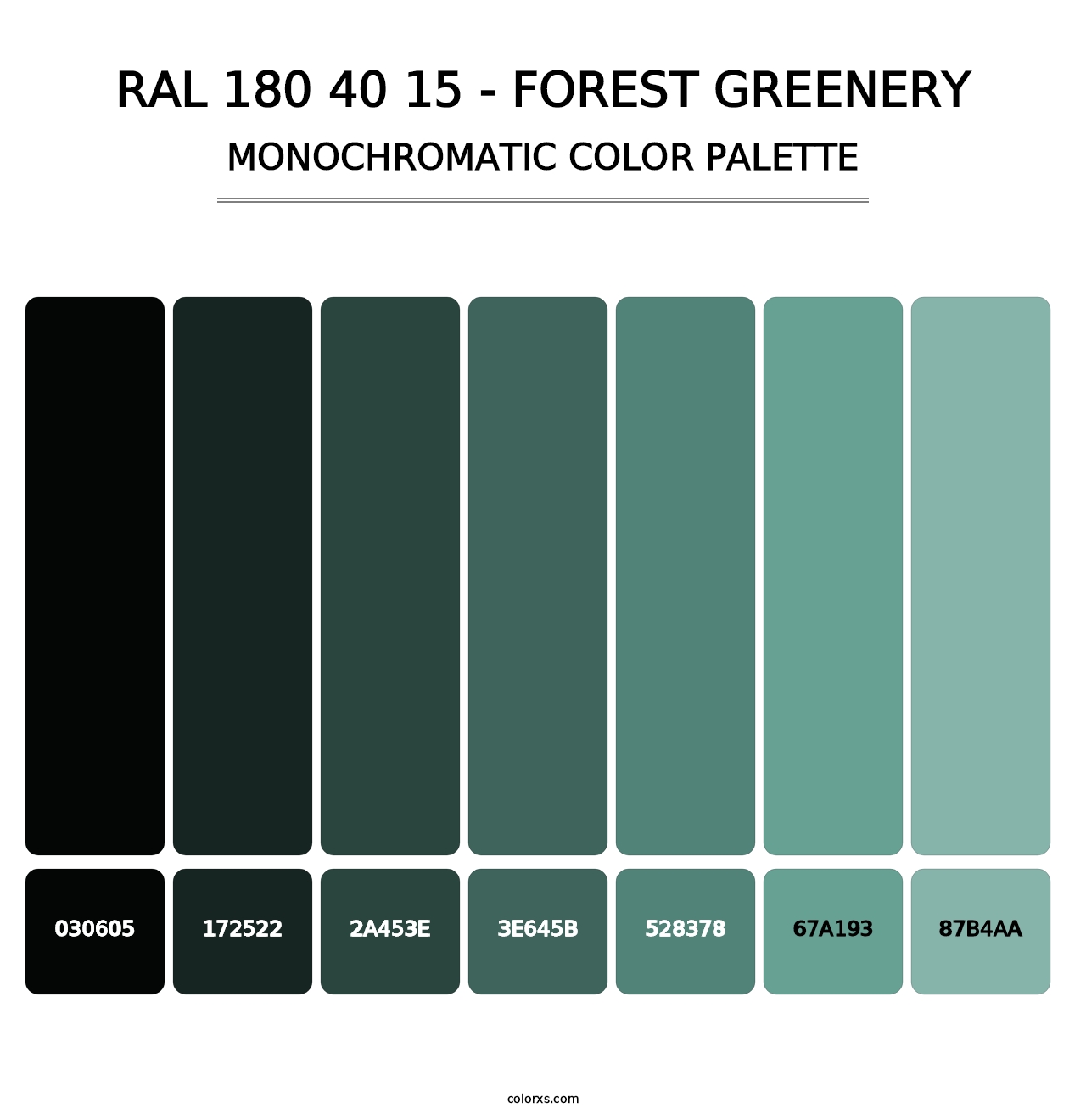 RAL 180 40 15 - Forest Greenery - Monochromatic Color Palette