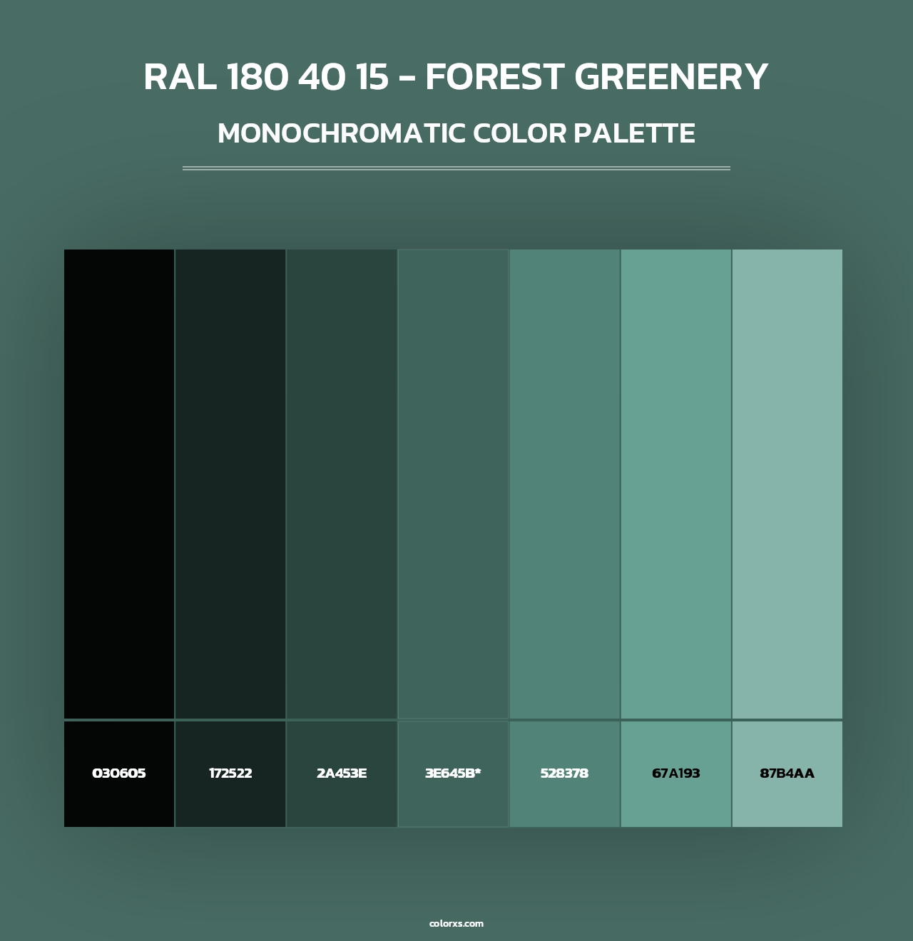 RAL 180 40 15 - Forest Greenery - Monochromatic Color Palette