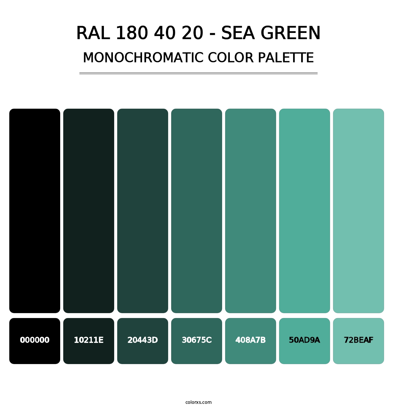 RAL 180 40 20 - Sea Green - Monochromatic Color Palette