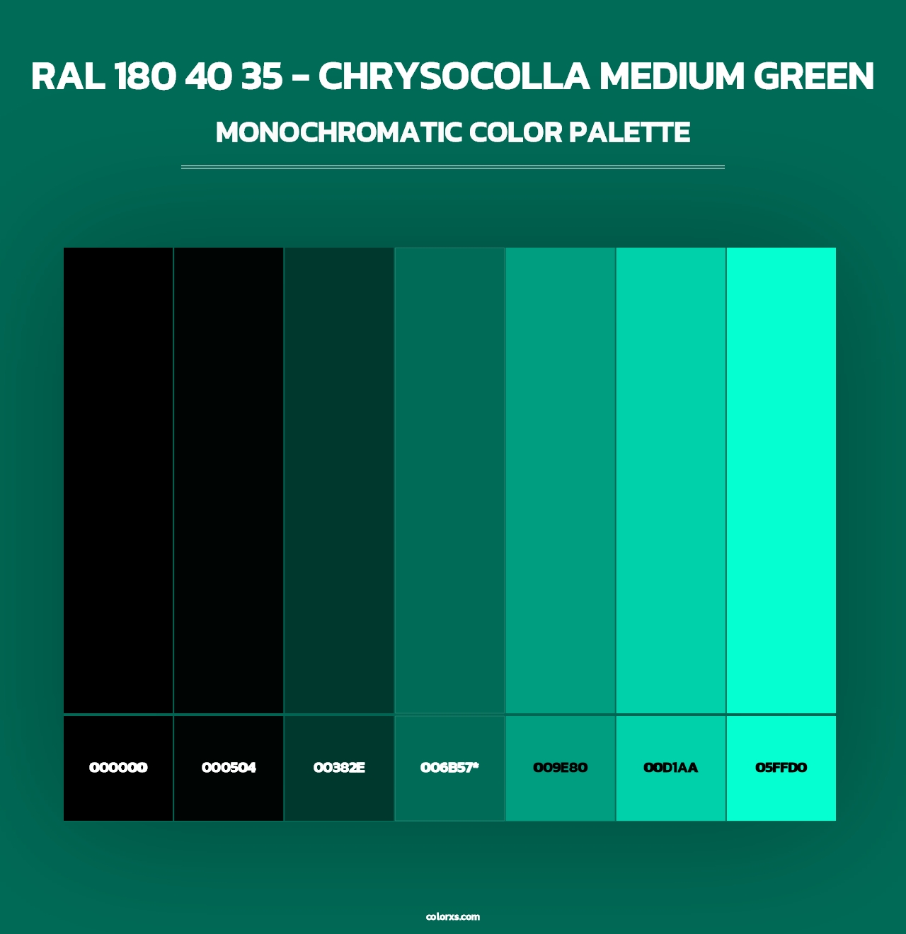 RAL 180 40 35 - Chrysocolla Medium Green - Monochromatic Color Palette
