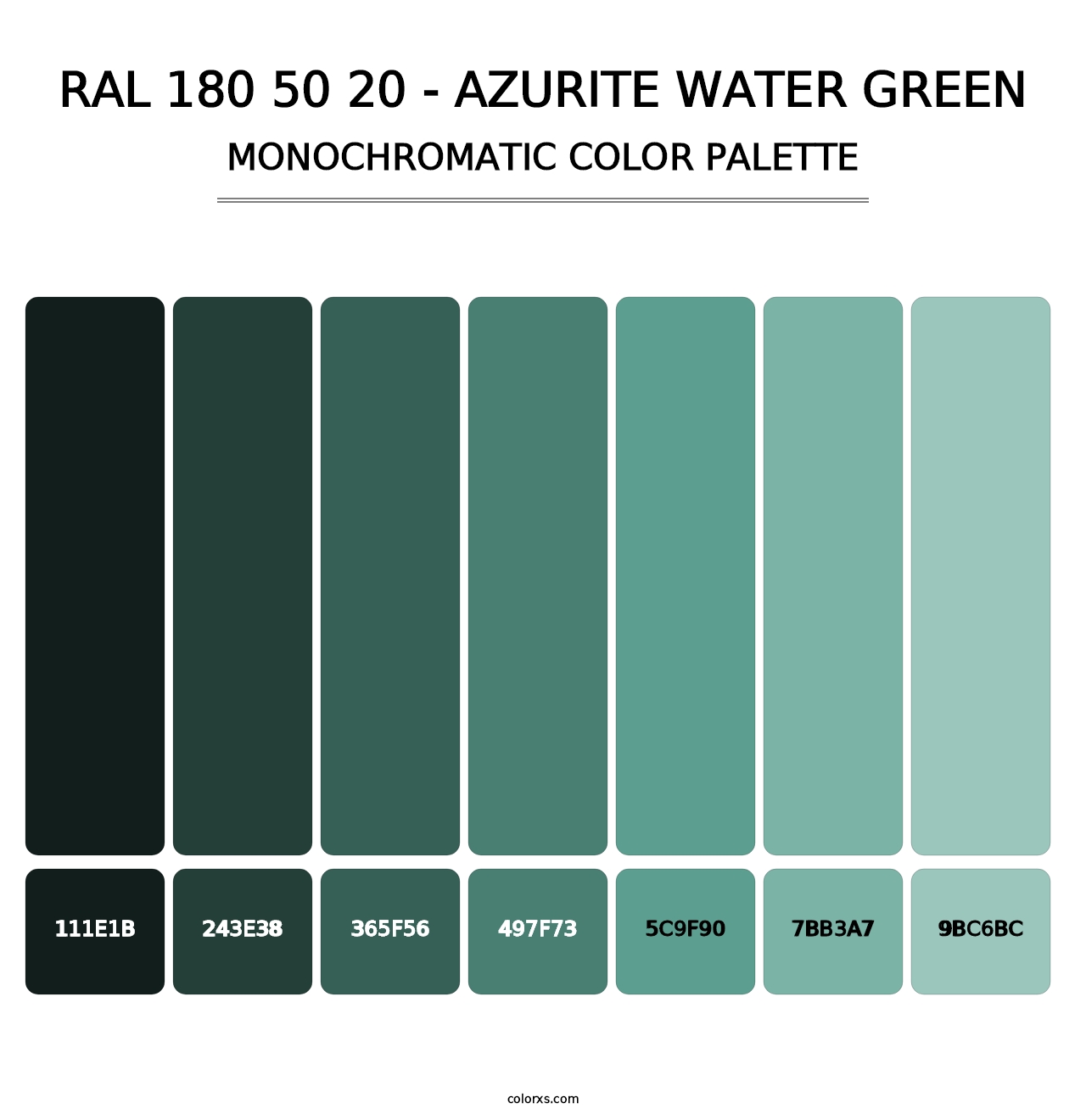 RAL 180 50 20 - Azurite Water Green - Monochromatic Color Palette