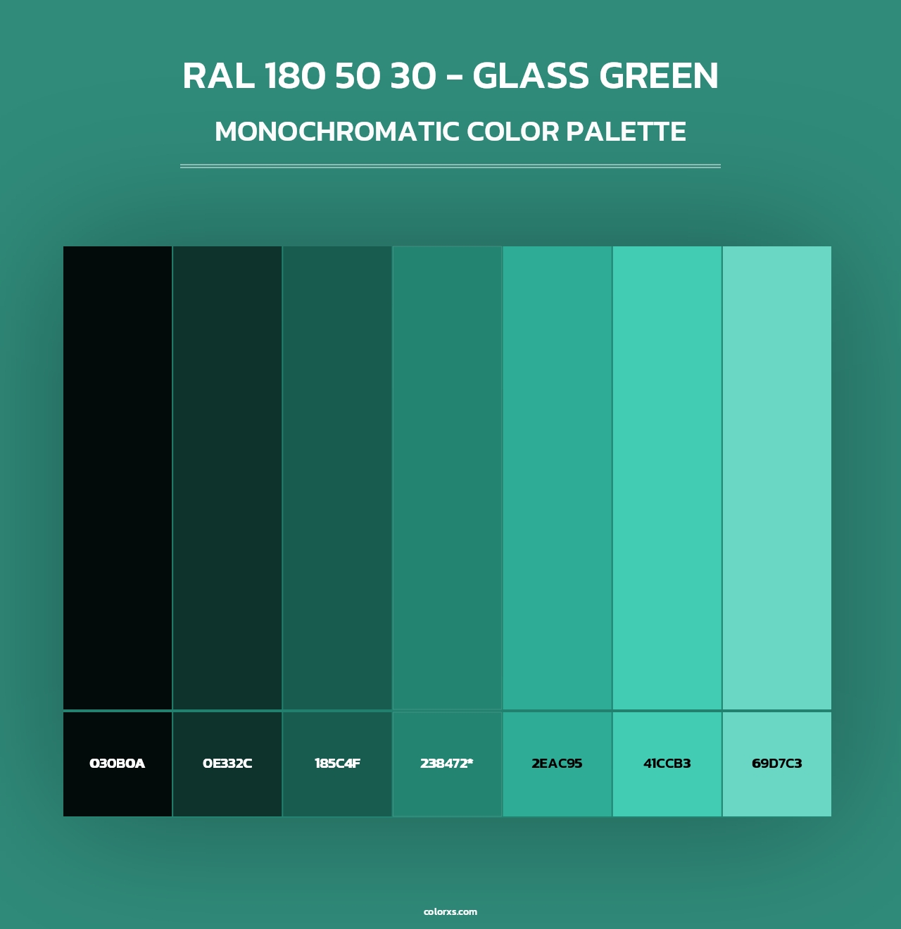 RAL 180 50 30 - Glass Green - Monochromatic Color Palette