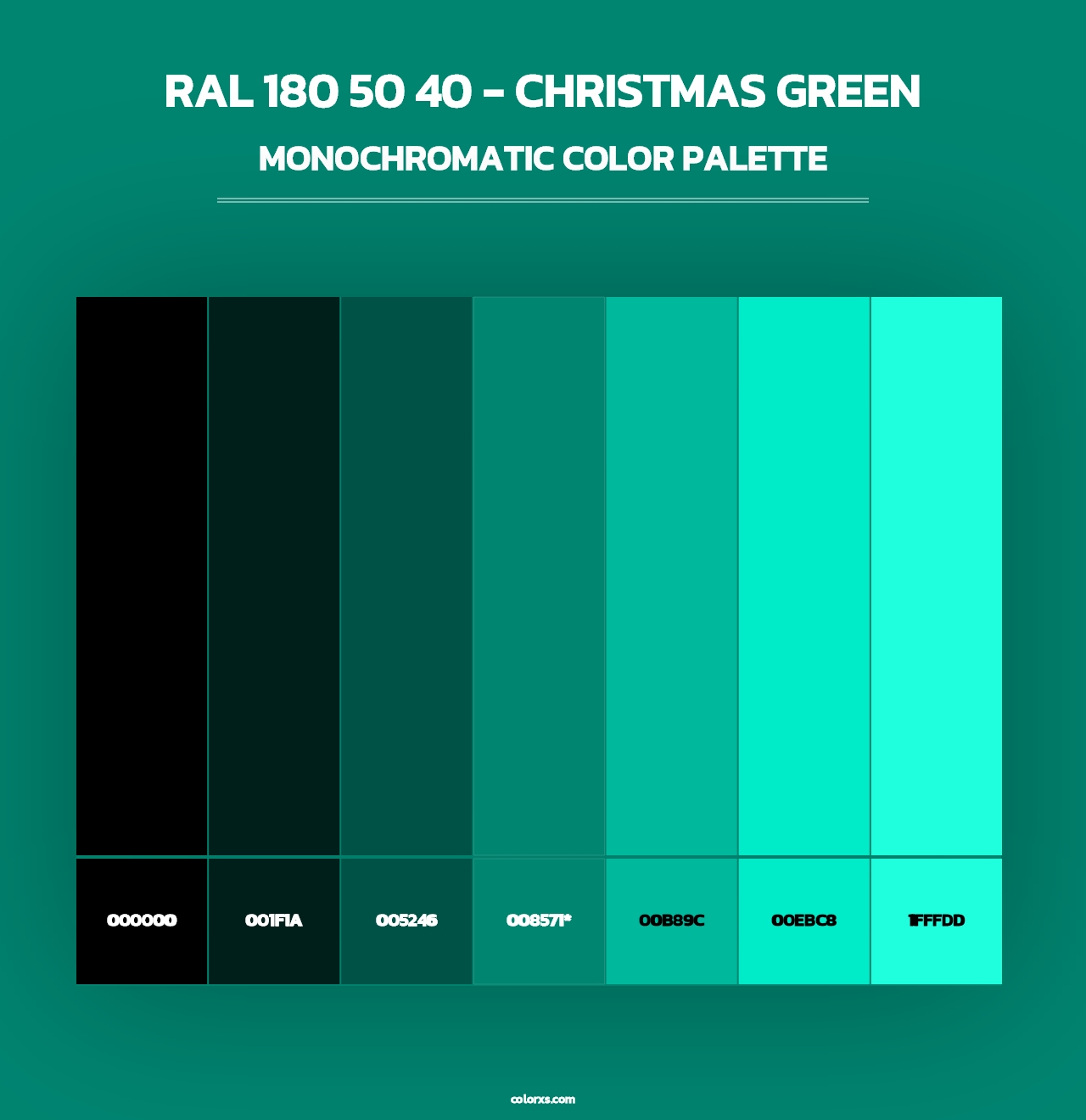 RAL 180 50 40 - Christmas Green - Monochromatic Color Palette