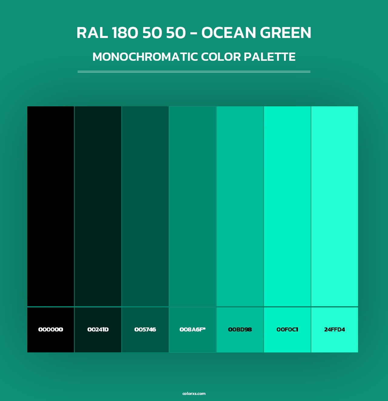 RAL 180 50 50 - Ocean Green - Monochromatic Color Palette