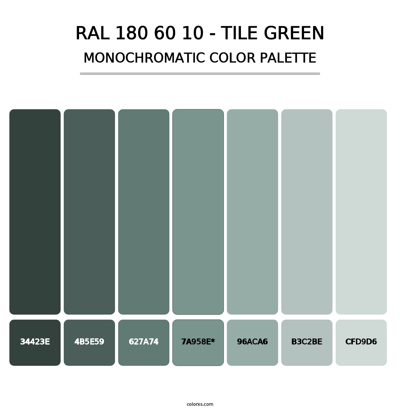 RAL 180 60 10 - Tile Green - Monochromatic Color Palette