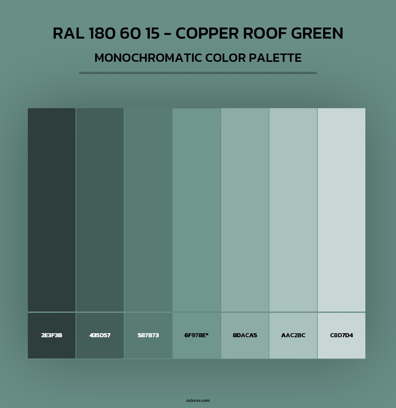 RAL 180 60 15 - Copper Roof Green - Monochromatic Color Palette