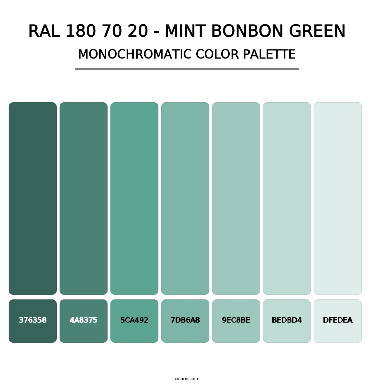 RAL 180 70 20 - Mint Bonbon Green - Monochromatic Color Palette
