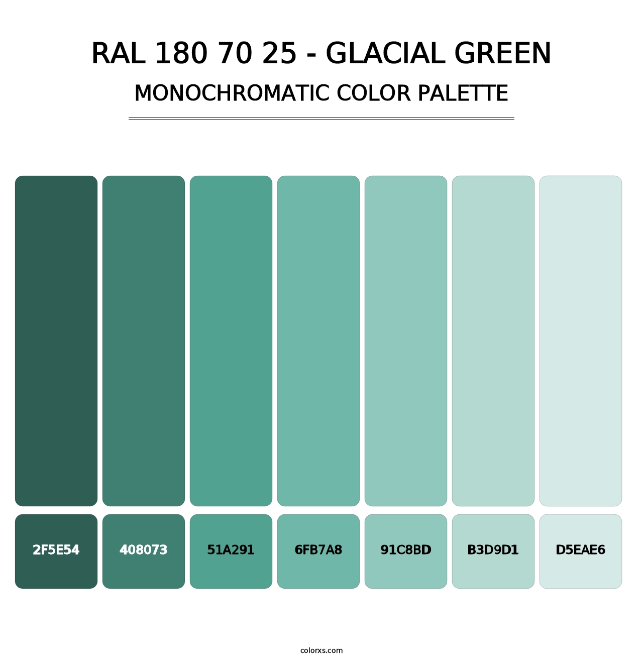 RAL 180 70 25 - Glacial Green - Monochromatic Color Palette