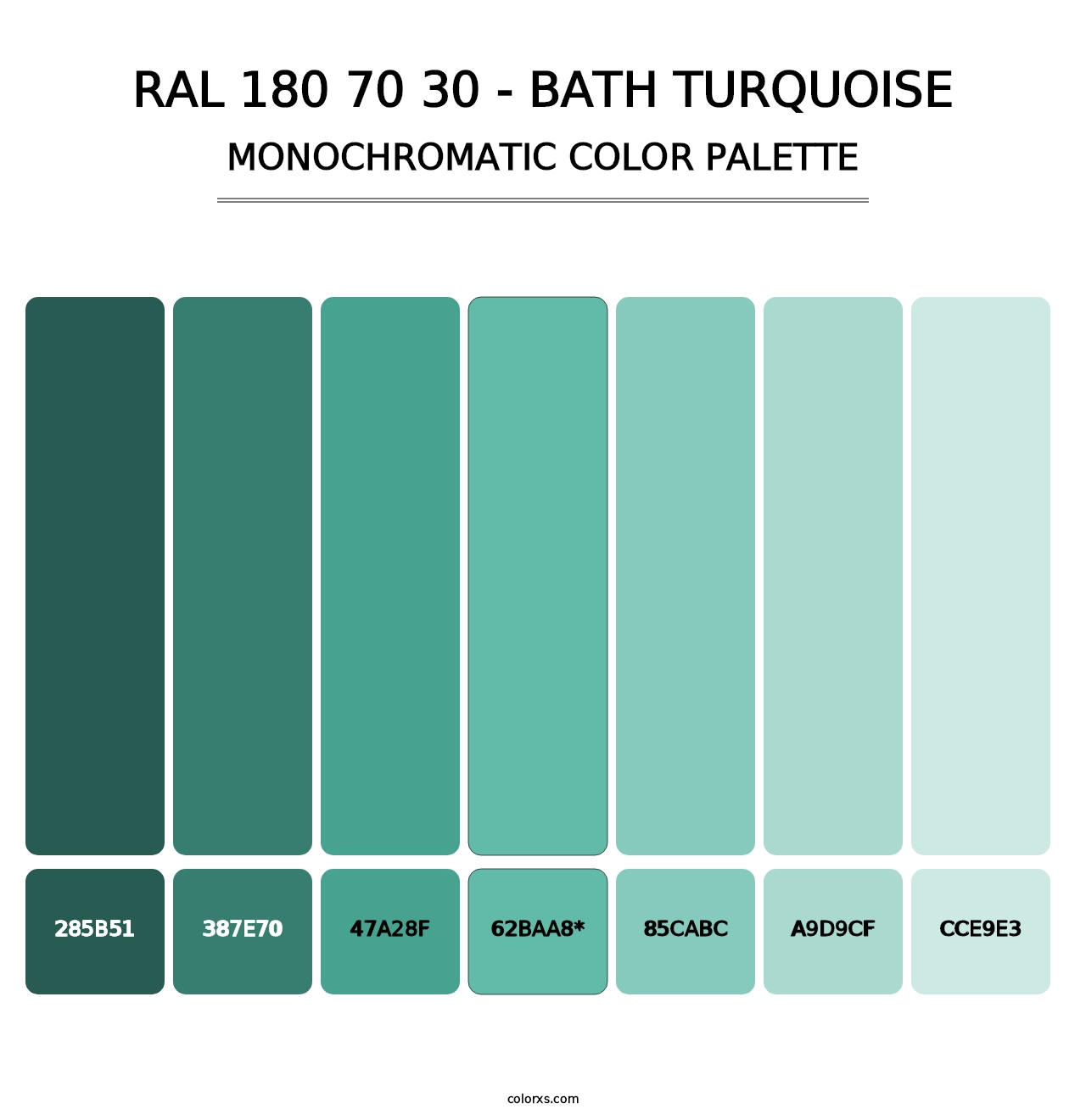 RAL 180 70 30 - Bath Turquoise - Monochromatic Color Palette