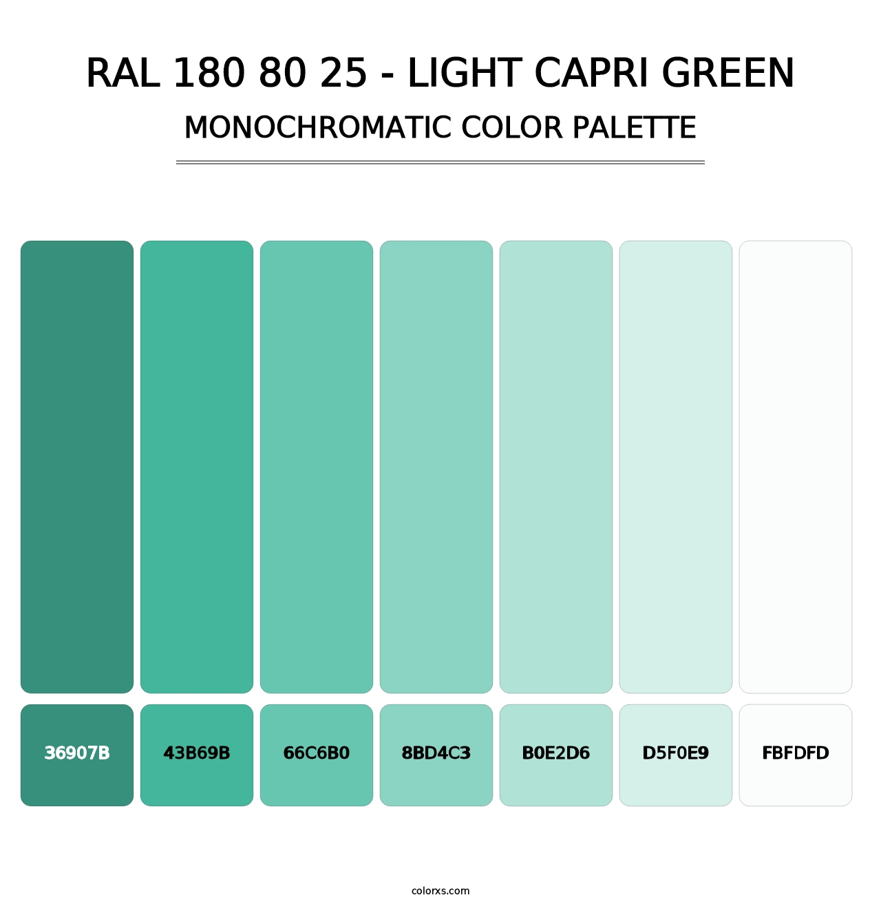 RAL 180 80 25 - Light Capri Green - Monochromatic Color Palette