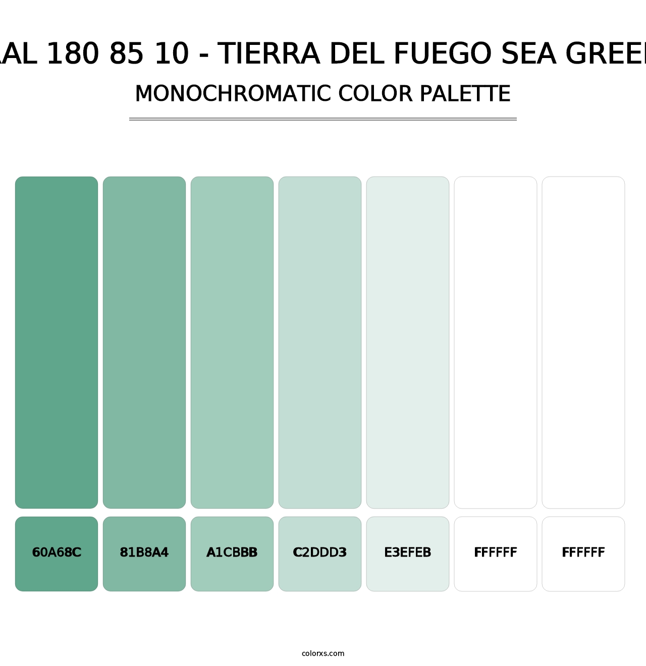 RAL 180 85 10 - Tierra Del Fuego Sea Green - Monochromatic Color Palette