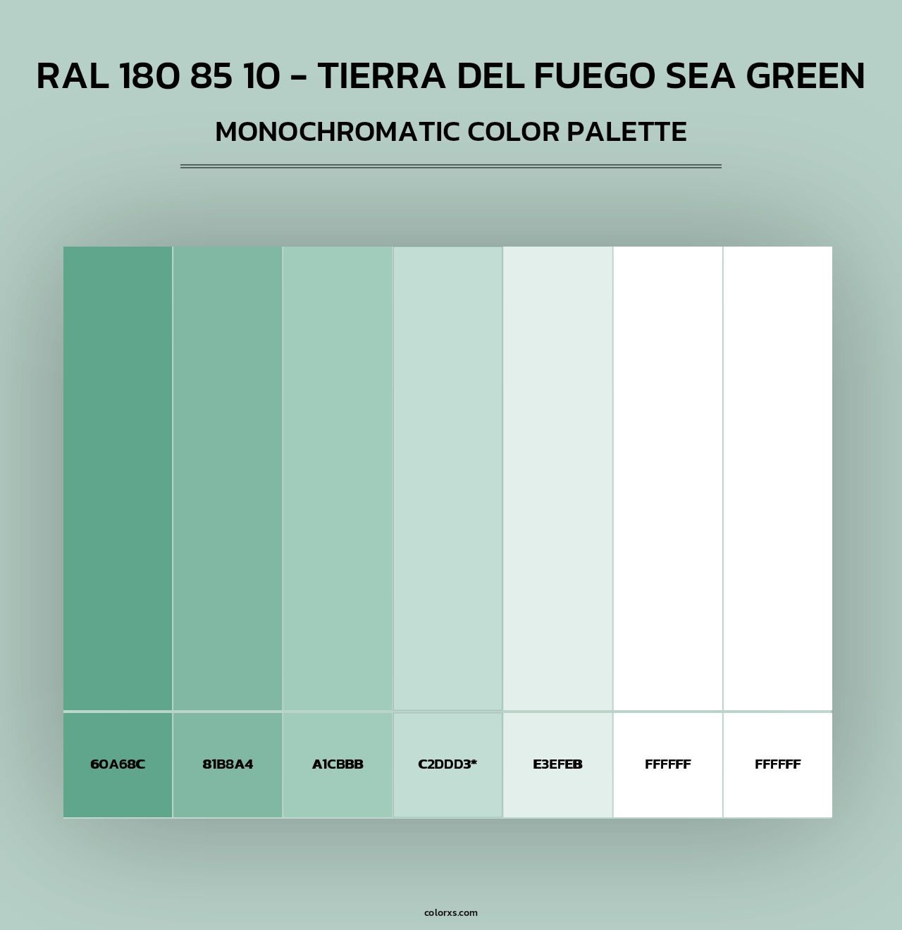 RAL 180 85 10 - Tierra Del Fuego Sea Green - Monochromatic Color Palette