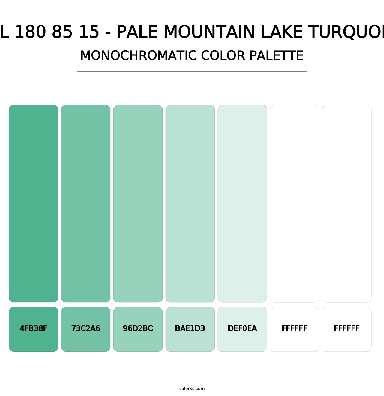 RAL 180 85 15 - Pale Mountain Lake Turquoise - Monochromatic Color Palette