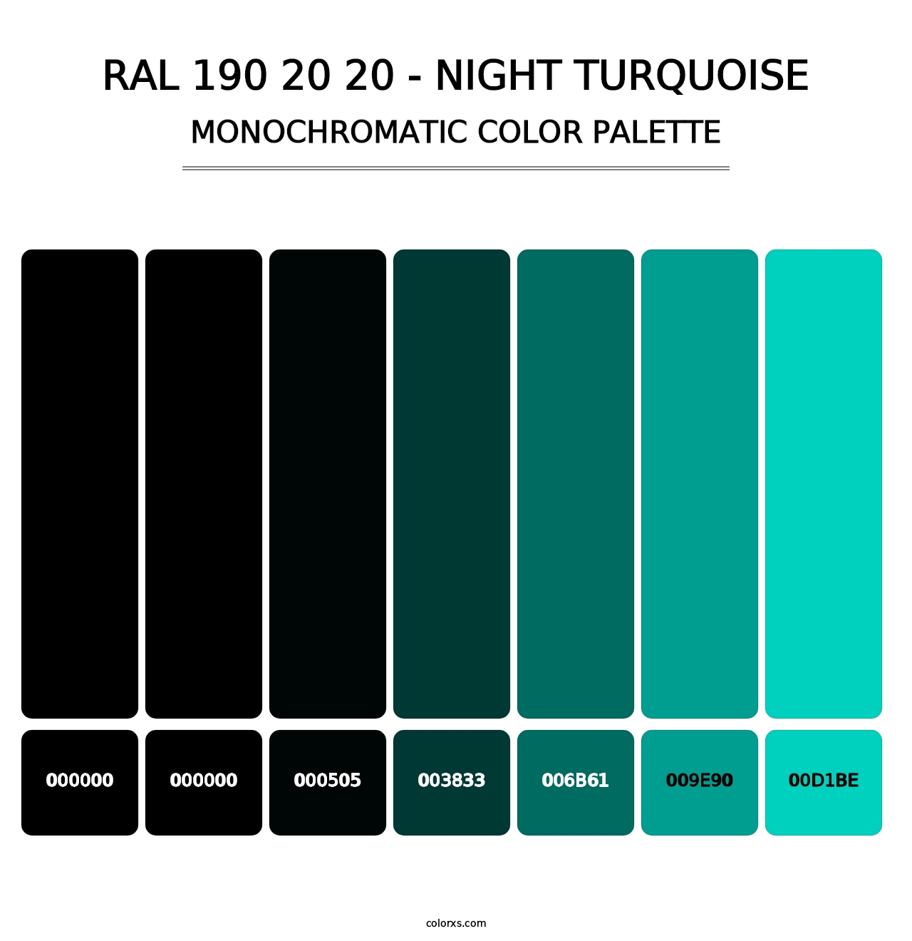 RAL 190 20 20 - Night Turquoise - Monochromatic Color Palette