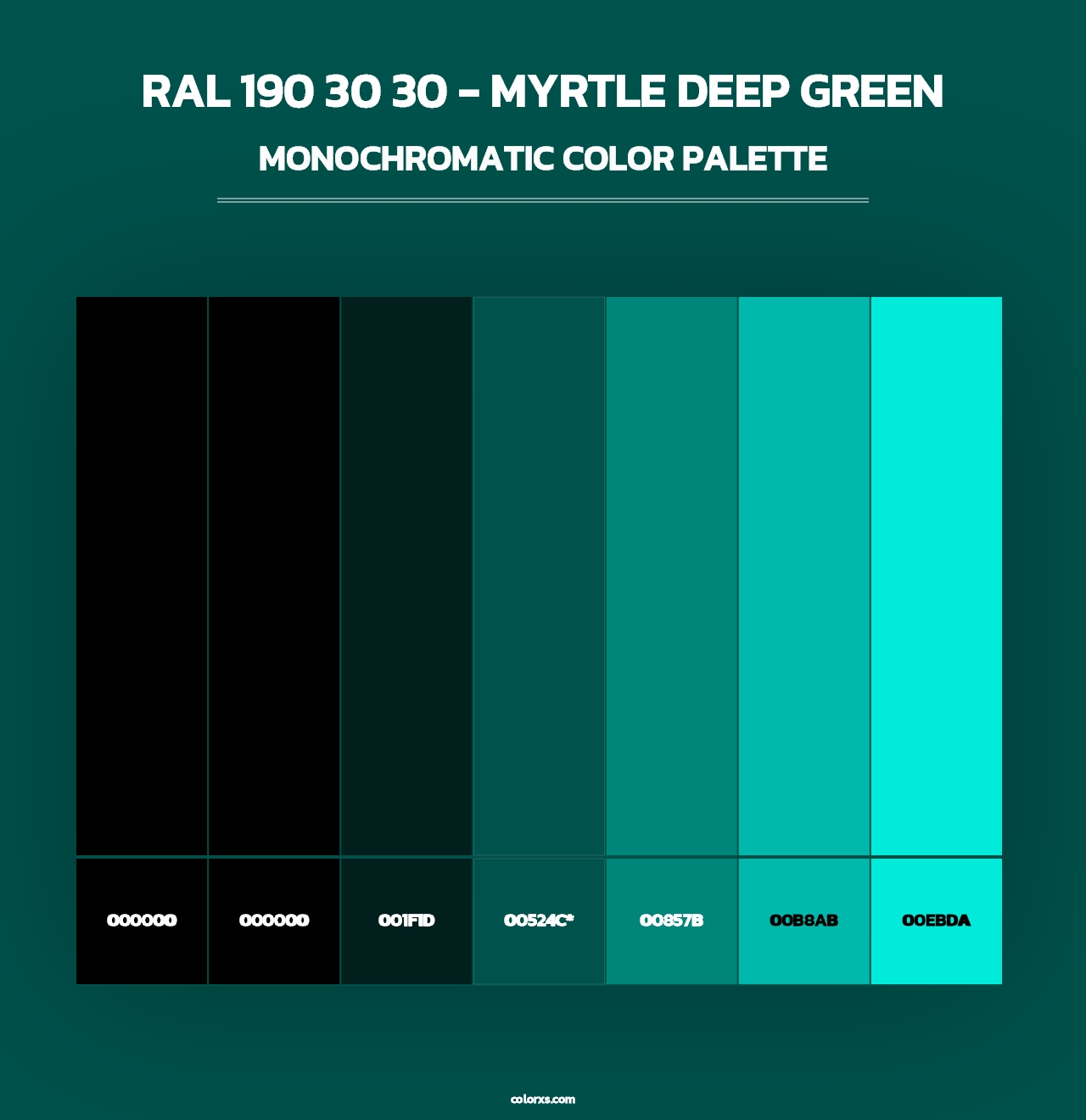 RAL 190 30 30 - Myrtle Deep Green - Monochromatic Color Palette