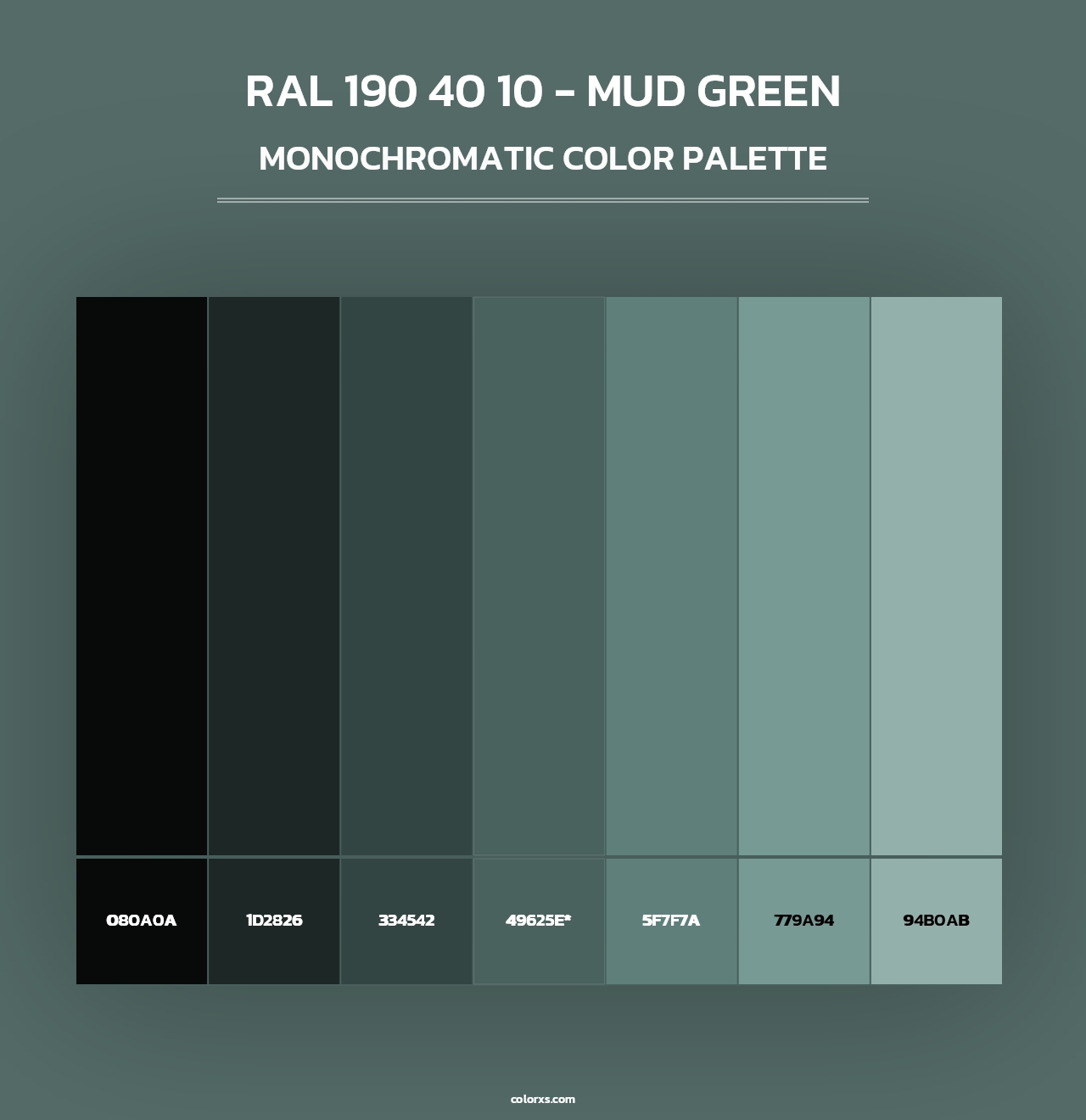 RAL 190 40 10 - Mud Green - Monochromatic Color Palette