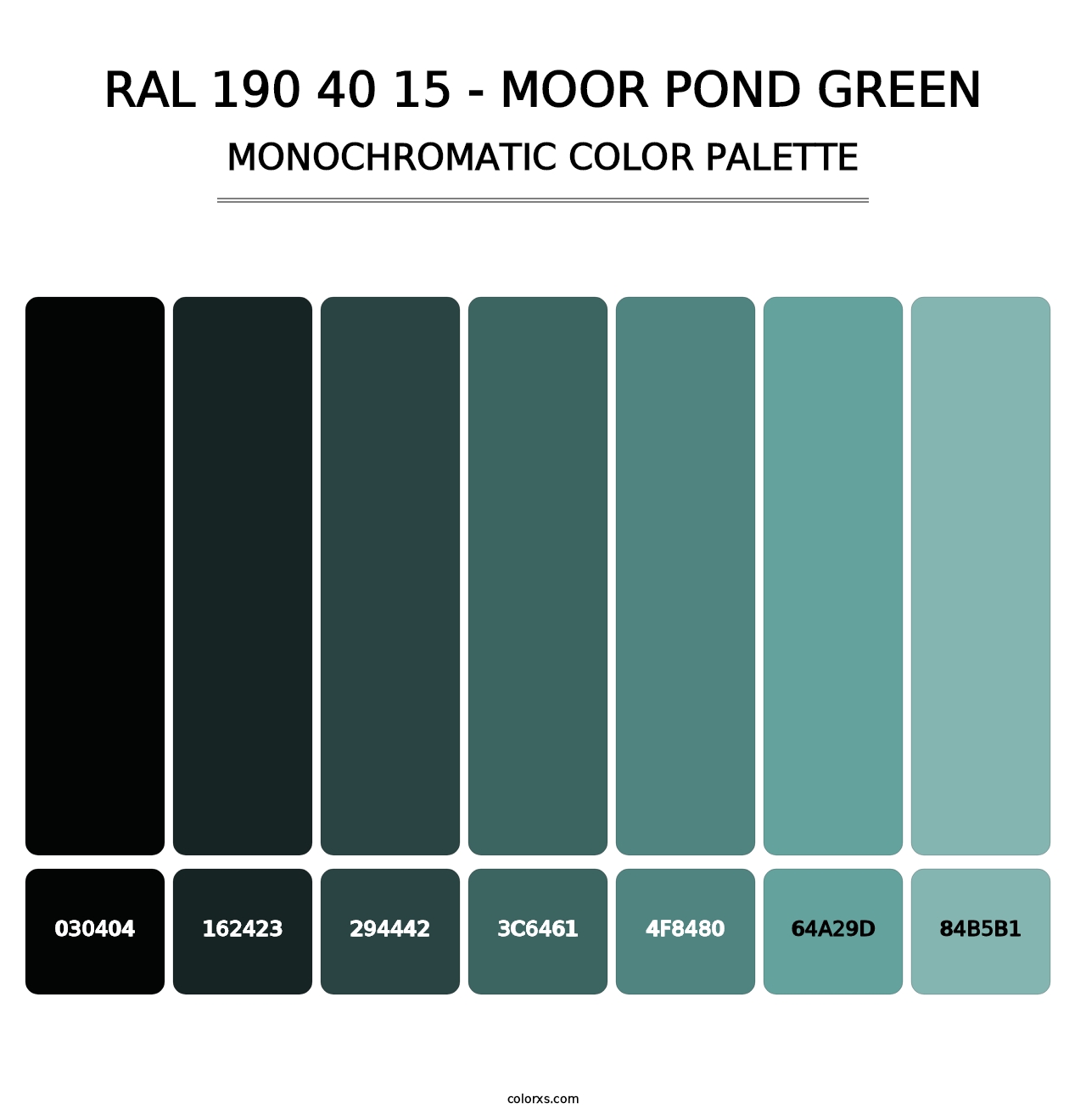 RAL 190 40 15 - Moor Pond Green - Monochromatic Color Palette