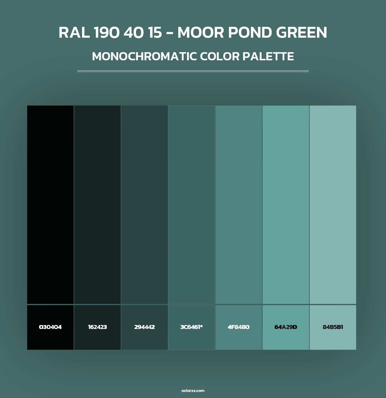 RAL 190 40 15 - Moor Pond Green - Monochromatic Color Palette