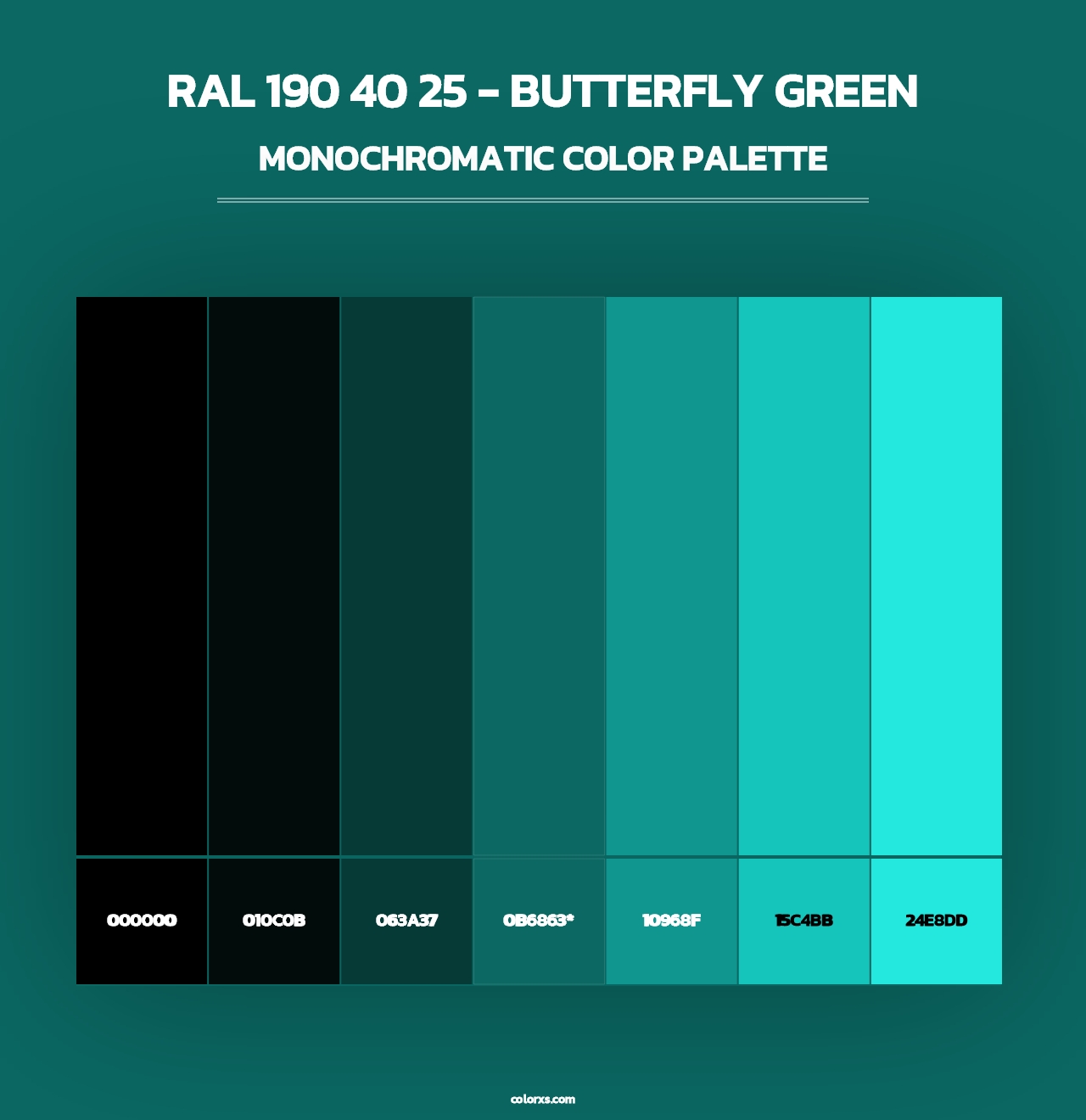 RAL 190 40 25 - Butterfly Green - Monochromatic Color Palette