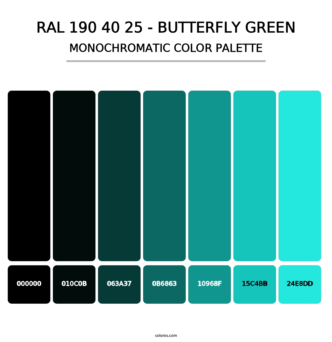 RAL 190 40 25 - Butterfly Green - Monochromatic Color Palette