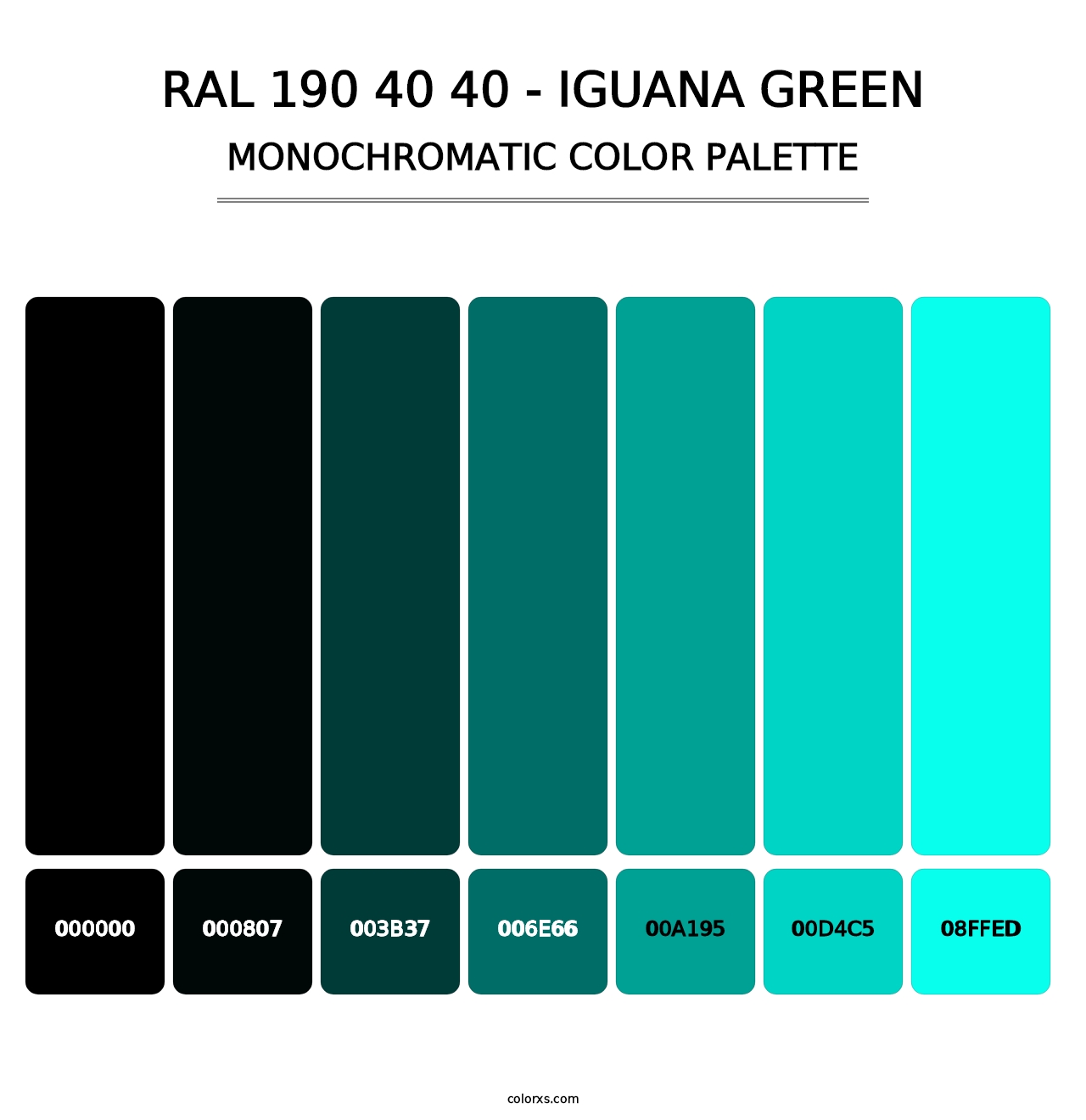 RAL 190 40 40 - Iguana Green - Monochromatic Color Palette