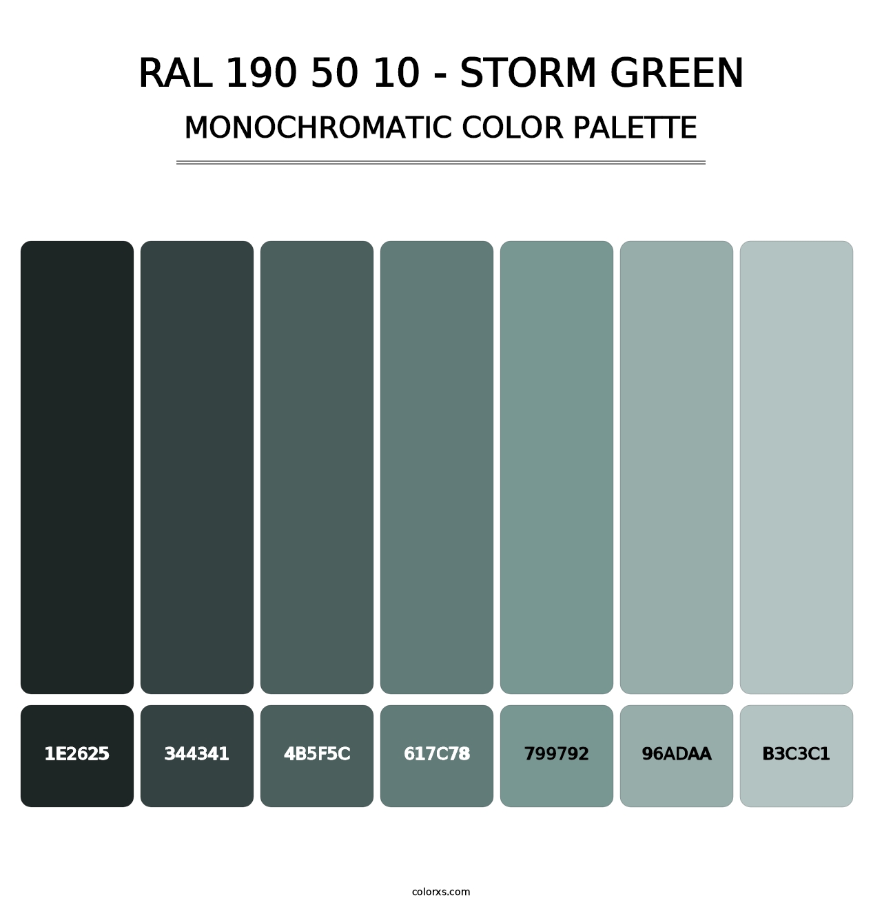 RAL 190 50 10 - Storm Green - Monochromatic Color Palette