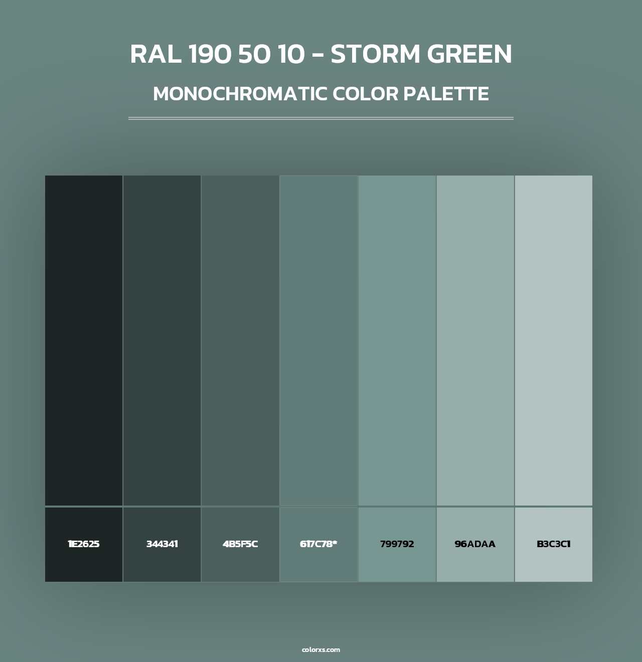 RAL 190 50 10 - Storm Green - Monochromatic Color Palette