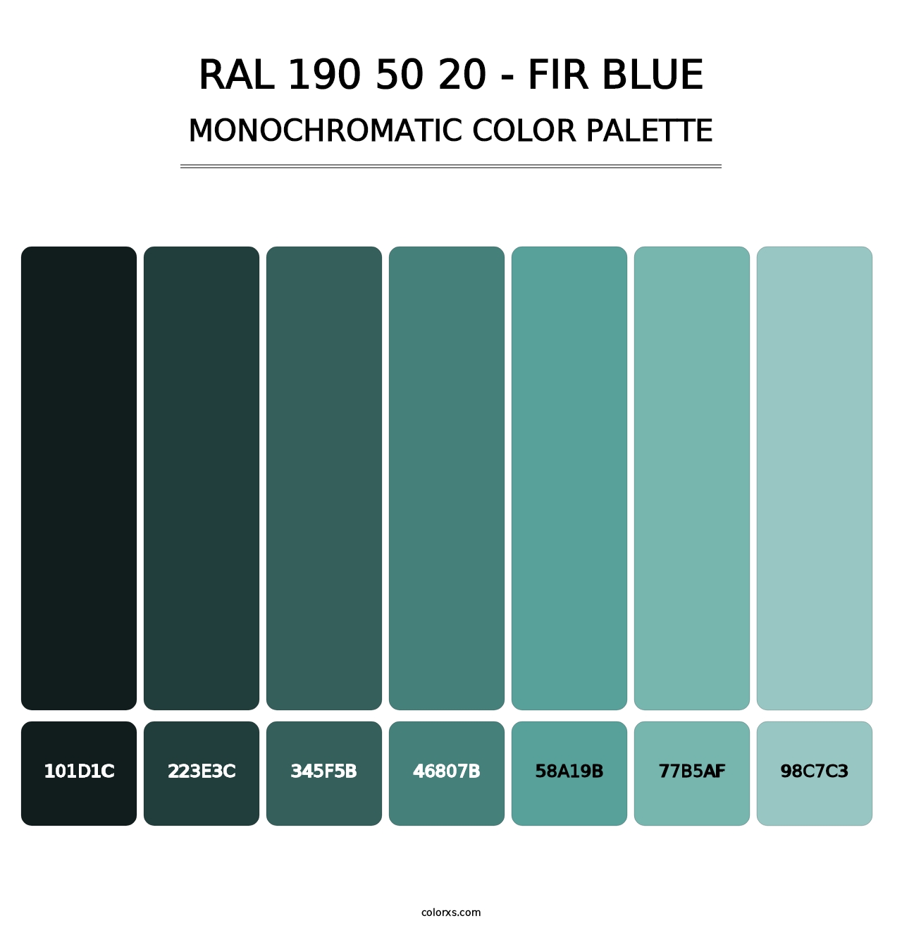 RAL 190 50 20 - Fir Blue - Monochromatic Color Palette