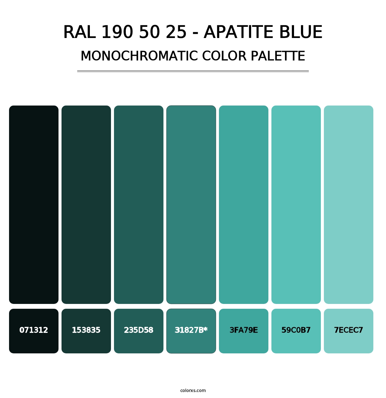RAL 190 50 25 - Apatite Blue - Monochromatic Color Palette