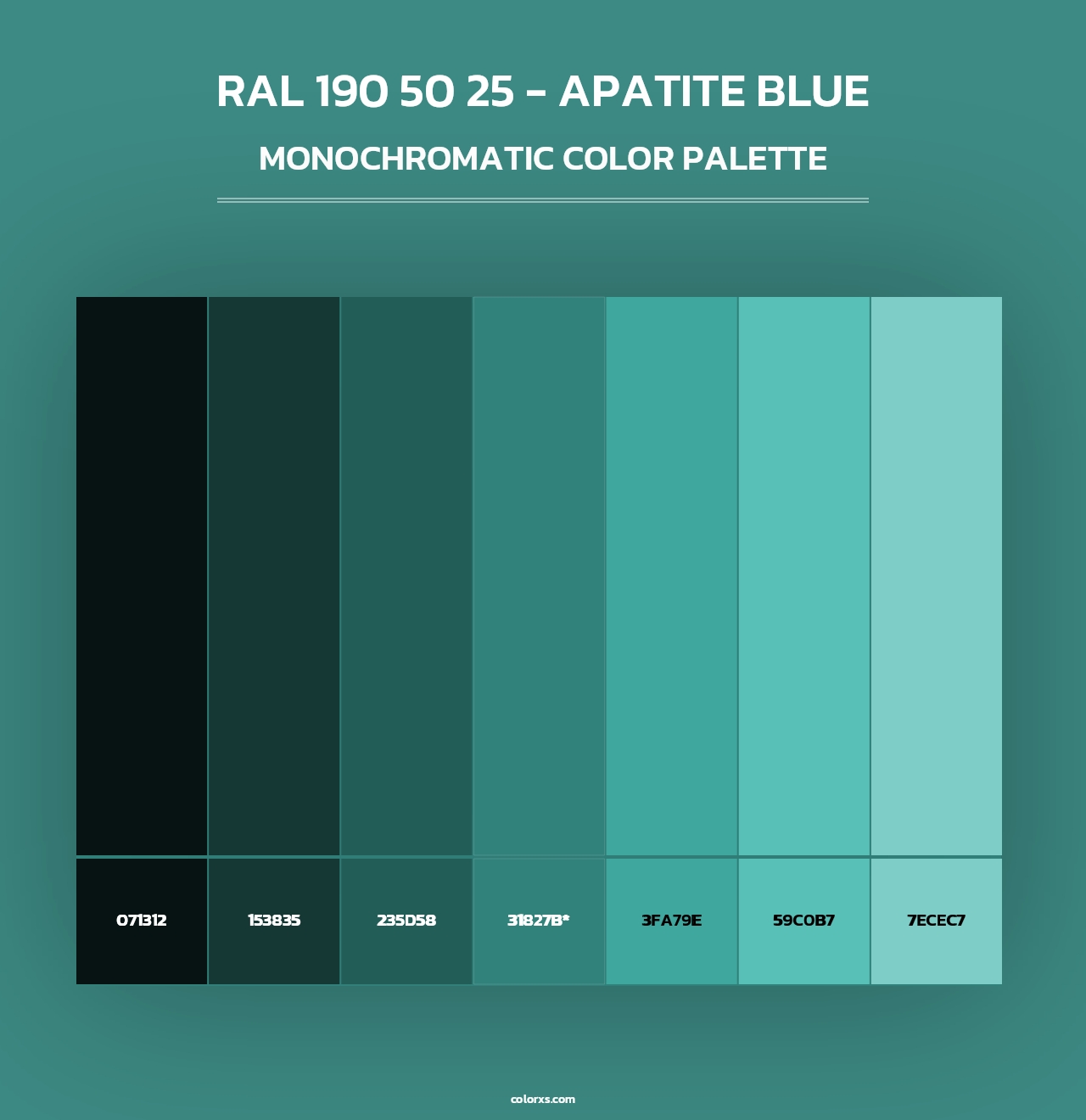 RAL 190 50 25 - Apatite Blue - Monochromatic Color Palette