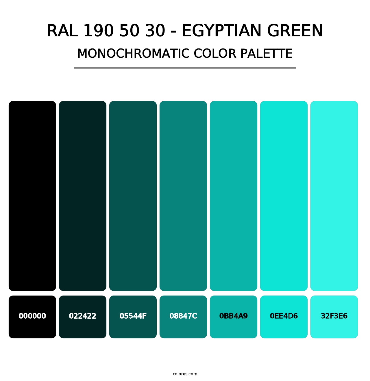 RAL 190 50 30 - Egyptian Green - Monochromatic Color Palette