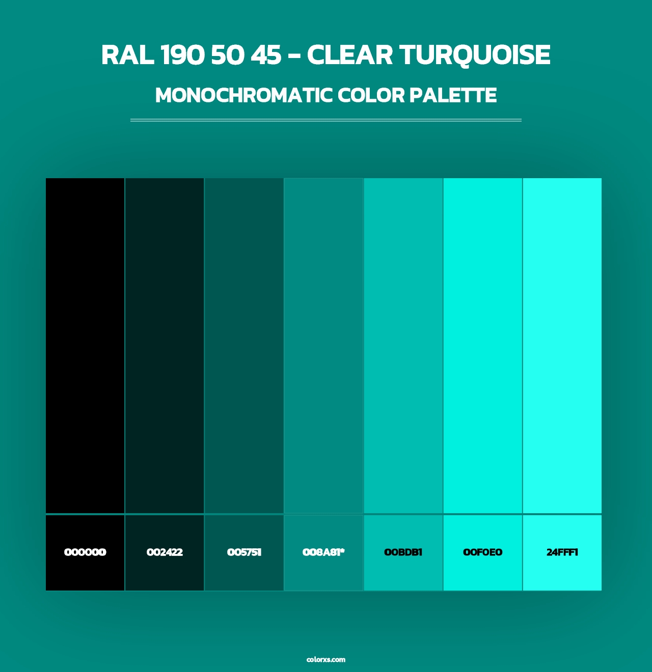 RAL 190 50 45 - Clear Turquoise - Monochromatic Color Palette