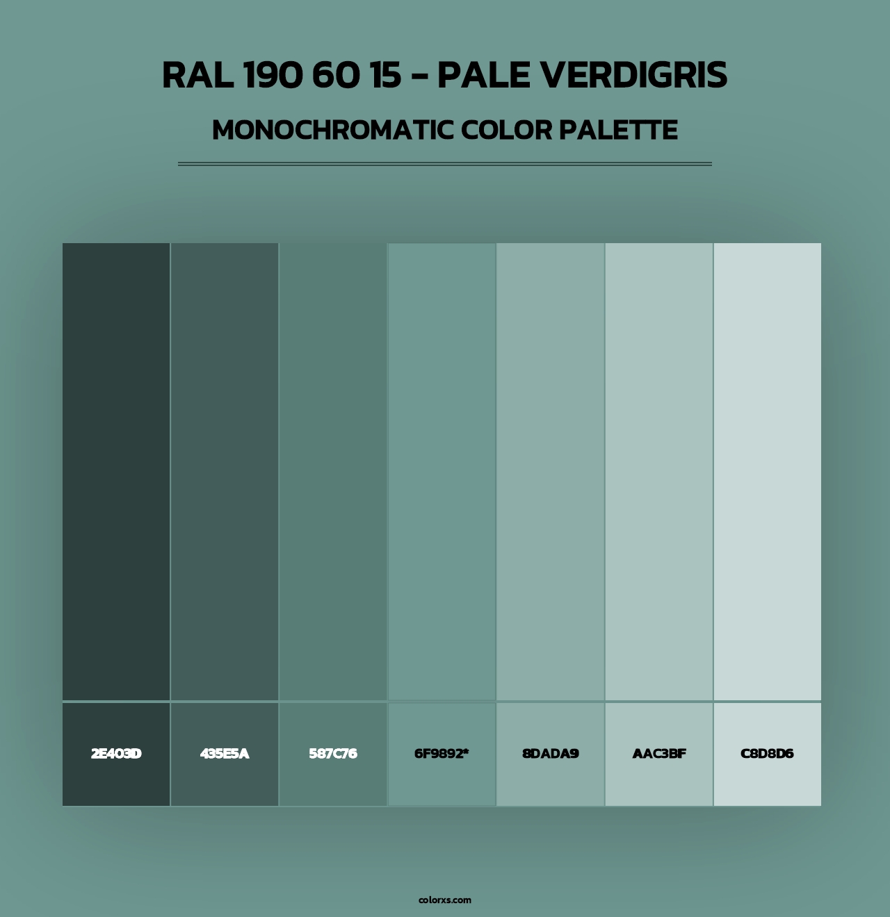 RAL 190 60 15 - Pale Verdigris - Monochromatic Color Palette