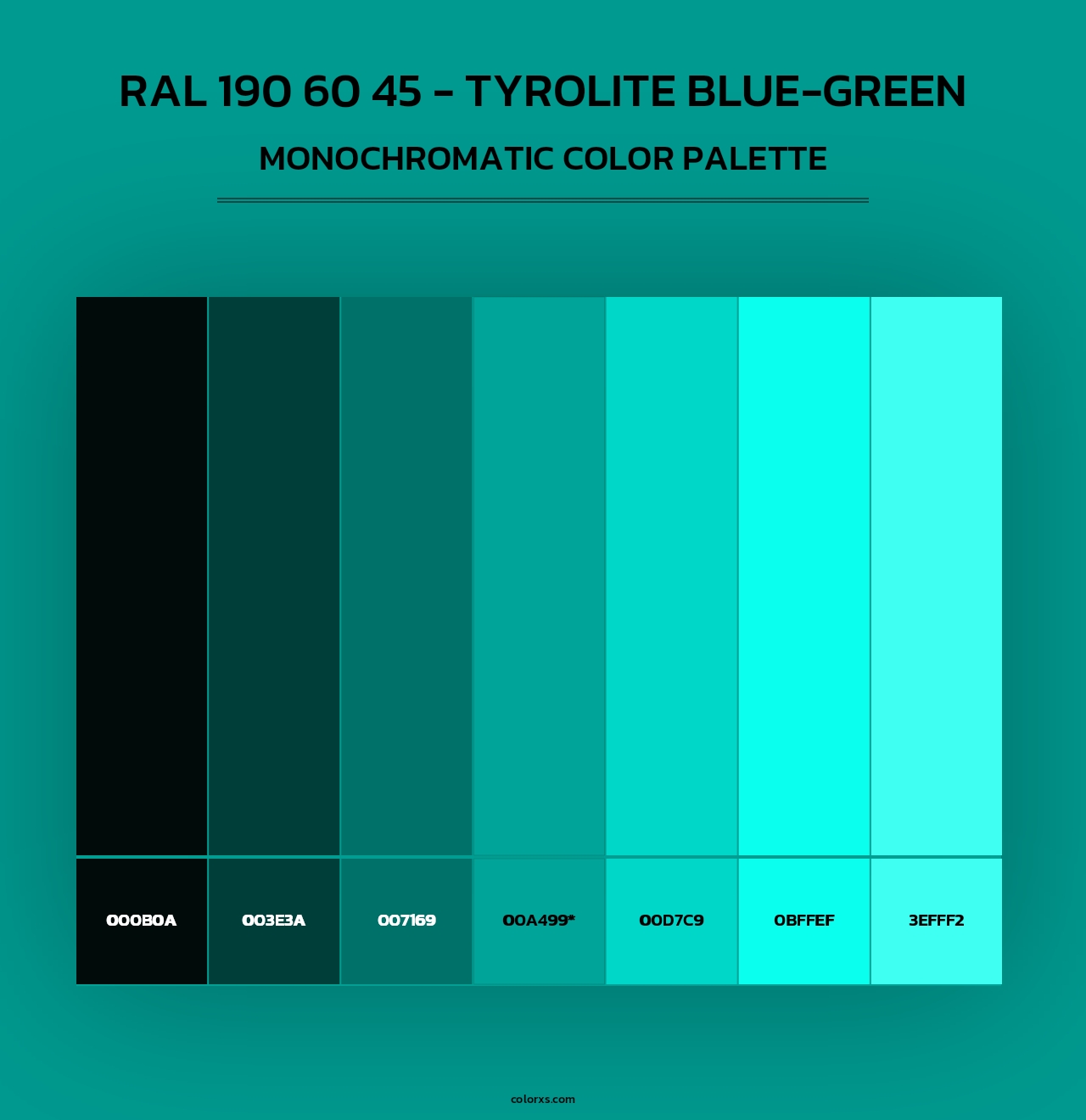 RAL 190 60 45 - Tyrolite Blue-Green - Monochromatic Color Palette