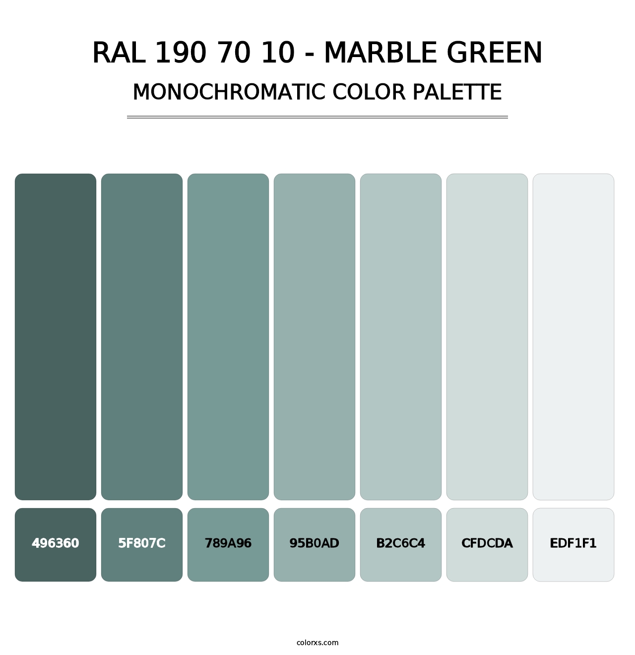 RAL 190 70 10 - Marble Green - Monochromatic Color Palette