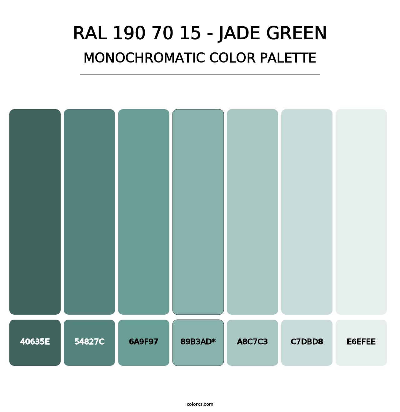 RAL 190 70 15 - Jade Green - Monochromatic Color Palette