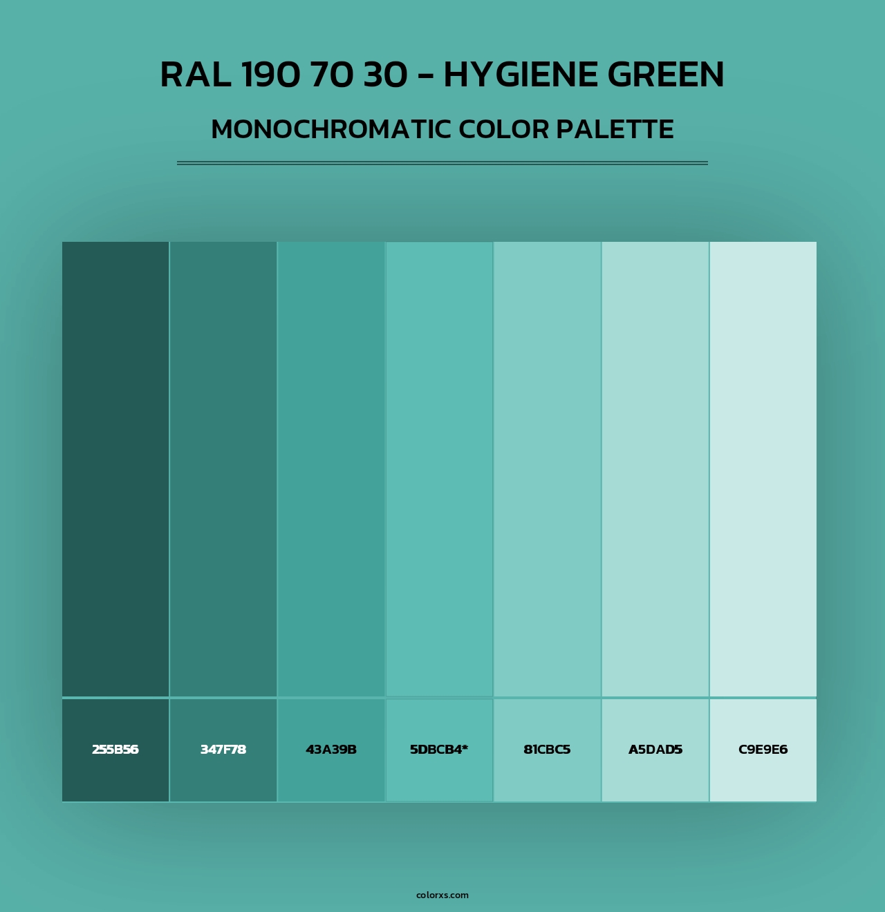 RAL 190 70 30 - Hygiene Green - Monochromatic Color Palette